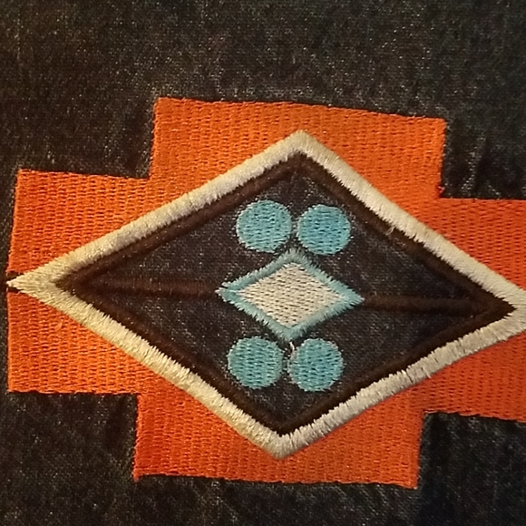 Aztec Embroidered Blue Jean Vest - Picture 3 of 4